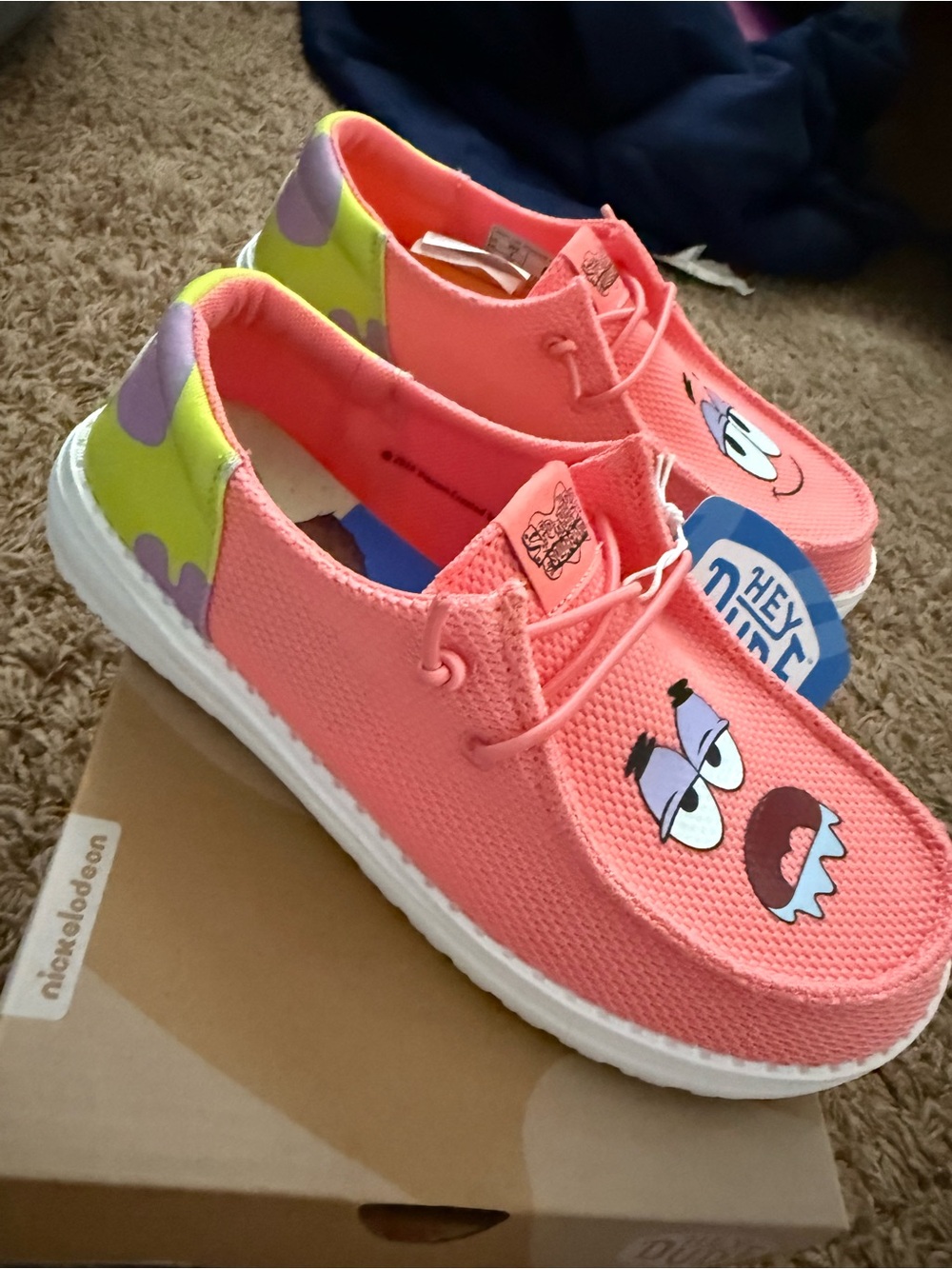 Hey Dude Womens Pink & Lime Patrick Star Slip-On Shoes - Picture 2 of 3